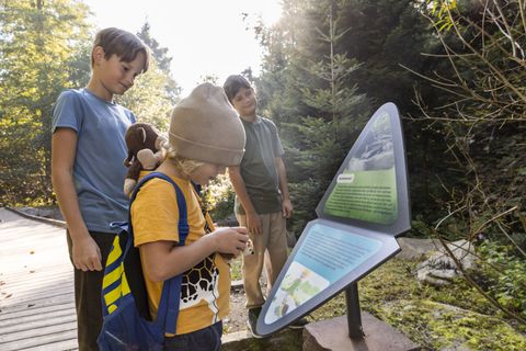 Familie beim Geocaching