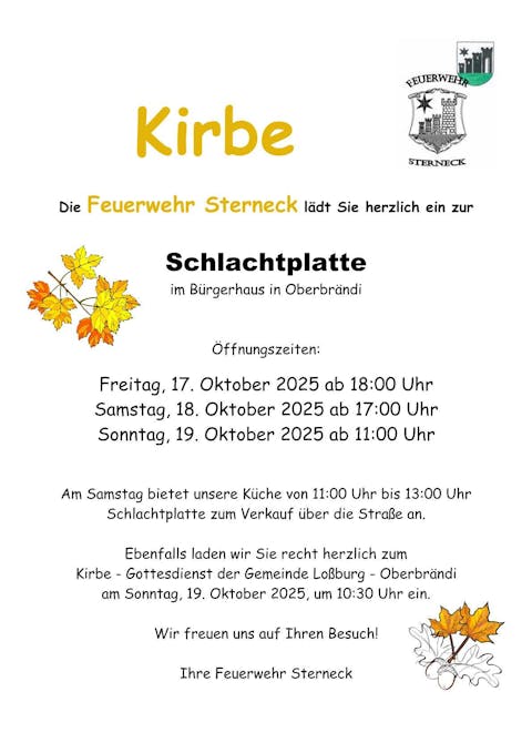 Plakat Feuerwehr Sterneck